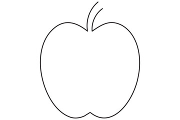 Continuous one line art drawing apple outline vector art illustration
