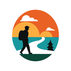 yin yang symbol made from mountains and palm trees