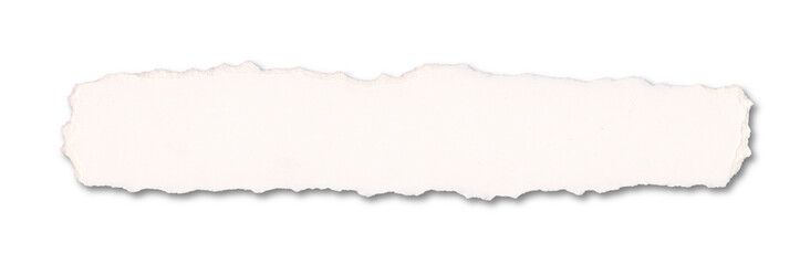 Torn white paper strip with shadow on transparent background