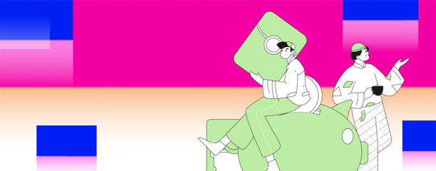 Holiday shopping people doing e-commerce online shopping flat vector concept operation hand drawn illustration
