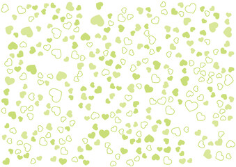 ハート柄の背景 黄緑系の3色 フチと単色 ハート