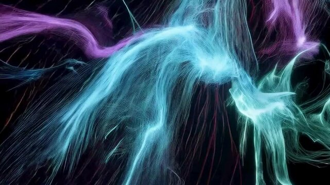 Abstract Glowing Energy Flow Teal and Purple Nebula