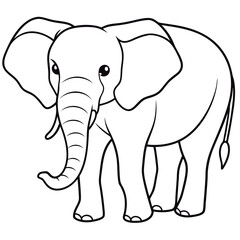Naklejka premium Vector illustration of a Outlined elephant coloring page.
