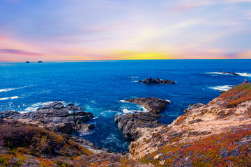 Seascape in Big Sur in California.
