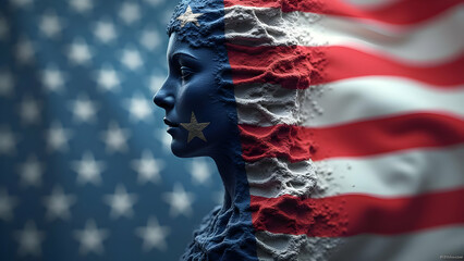 Economic Decay Helix: The US Flag Transforming into Downward Spiral