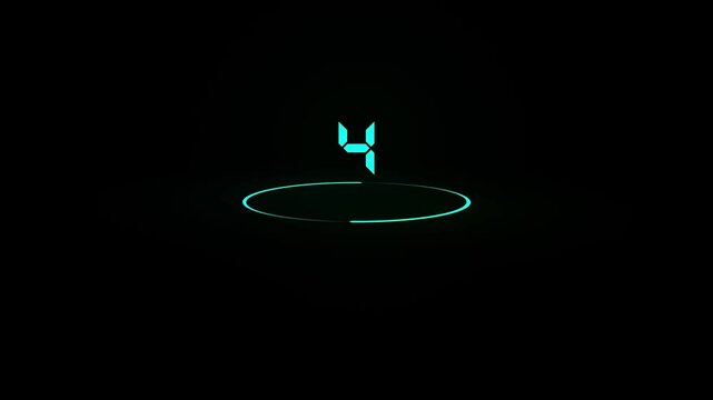 Futuristic Progress Circle with Vibrant Neon Colors 0 to 10 . Glowing Ds digital   number counting from 0 to 10 percentage animation.0-10 number countdown
