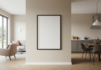 Open Plan Living Space with Vertical Frame Mockup