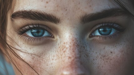 Fototapeta premium A close-up of an eye with freckles, showcasing natural beauty and detail.