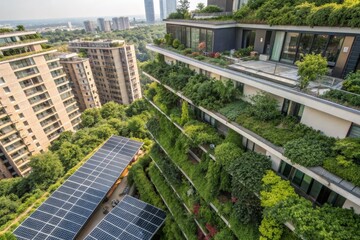 Green Roof Apartment Building with Solar Panels