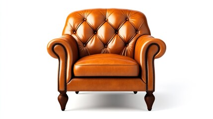 Elegant Brown Leather Armchair: A Classic Design for Comfort and Style