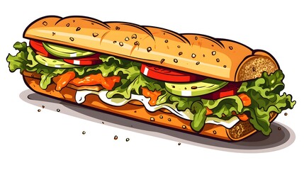 Vintage hand-drawn sub sandwich illustration on car background for designs