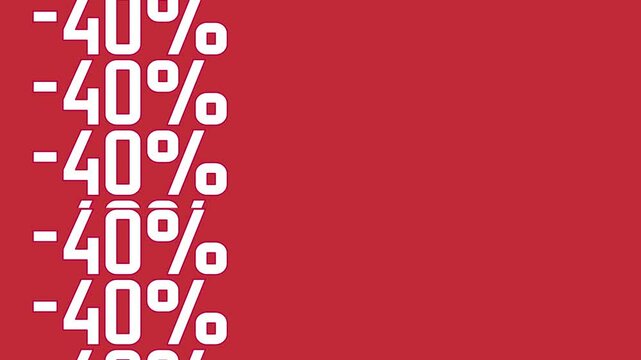 Minus 40 percent sale pattern on red background