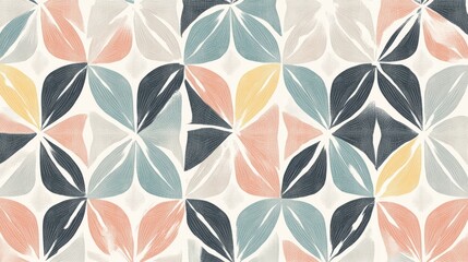 Fototapeta premium A floral tile pattern with soft colors and a mosaic design.