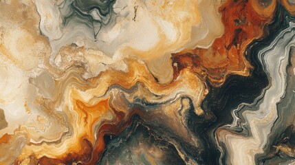 Obraz premium An abstract image featuring fluid art with gold, teal, and brown colors, creating a dynamic and luxurious visual.