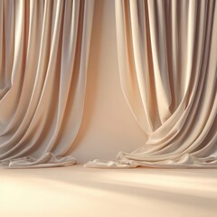 Elegant Beige Curtain Drapes with Soft Natural Light