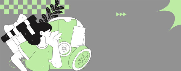 Holiday shopping people doing e-commerce online shopping flat vector concept operation hand drawn illustration
