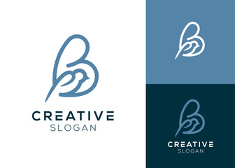 Abstract letter B with bird logo design