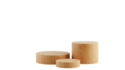 Wooden Cylinders for Product Display Isolated on Transparent Background