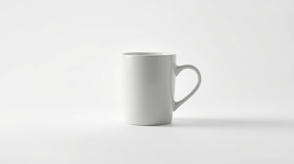 Obraz premium Minimalist White Ceramic Mug on Clean Background – Product Mockup