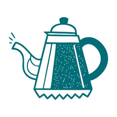 Retro coffee pot  Vector illustration  on White Background. hot beverage pot, tea kettle clipart.

