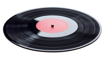 Vintage Vinyl Record Spinning on White Background - Retro Music Concept