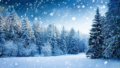 Fototapeta premium Snowfall and Winter Forest