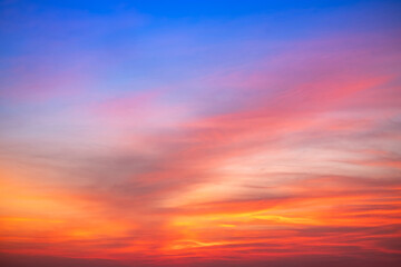 Beautiful , luxury soft gradient orange gold clouds and sunlight on the blue sky perfect for the background, take in evening,Twilight, Large size, high definition landscape photo