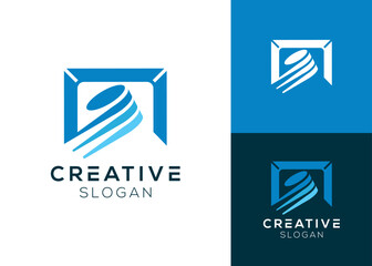 Hockey ball hatrick with data logo design for technology and target