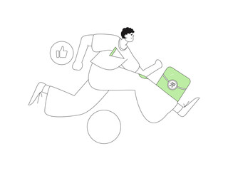 Holiday shopping people doing e-commerce online shopping flat vector concept operation hand drawn illustration
