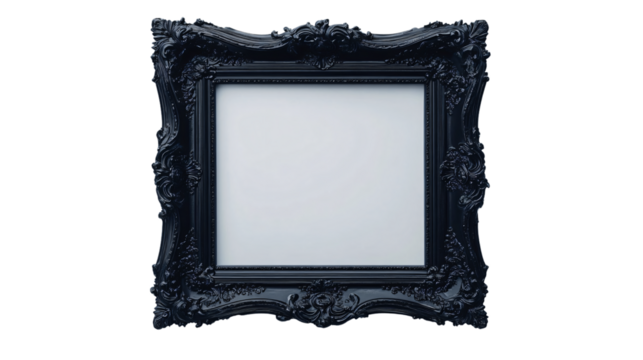 Elegant Black Picture Frame on White Background for Professional Presentation