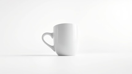 Obraz premium Minimalist White Ceramic Mug on Clean Background – Product Mockup