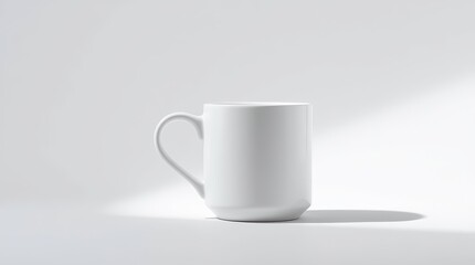 Minimalist White Ceramic Mug on Clean Background – Product Mockup