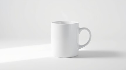 Fototapeta premium Minimalist White Ceramic Mug on Clean Background – Product Mockup