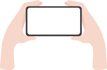 양손에들고있는가로 폰화면 (일러스트)