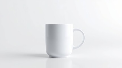 Fototapeta premium Minimalist White Ceramic Mug on Clean Background – Product Mockup