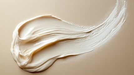 Creamy moisturizer texture swirled on a beige surface.