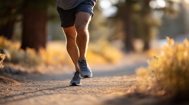 Smart Running Shoes on a Sunlit Trail with Performance Tracking Data