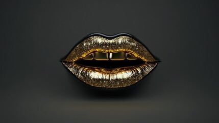 Obraz premium Golden Lips: A Luxurious and Glittering Image