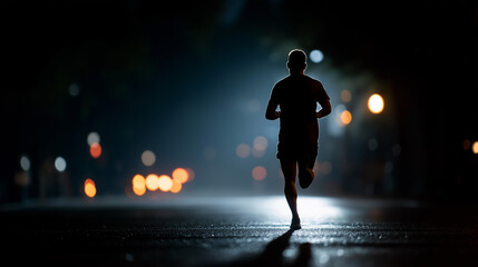 Night Runner in Reflective Gear Under Moonlight