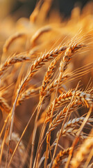 Golden Wheat Stalks in a Field