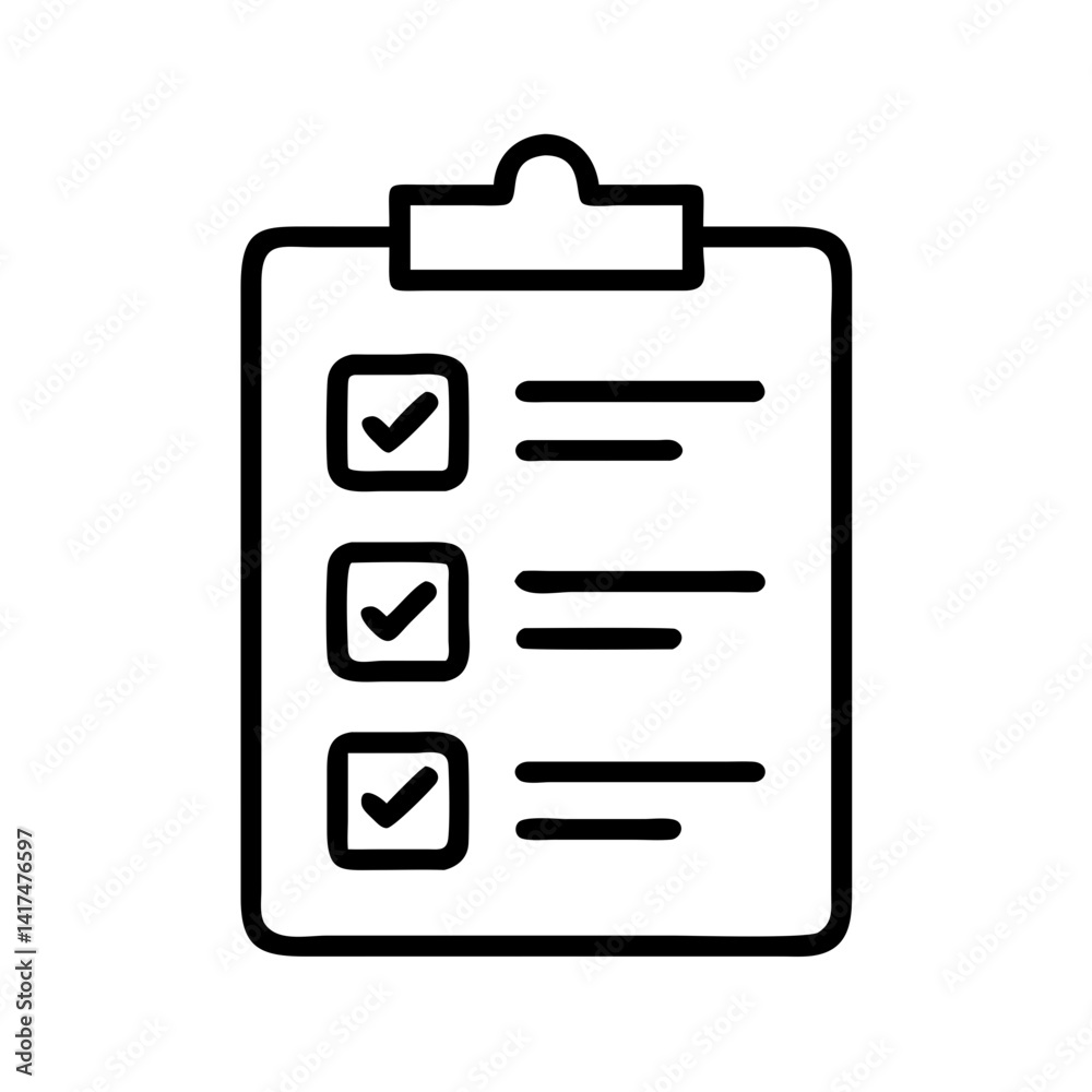 Poster checklist clipboard with check marks vector icon for task management and to do list planning