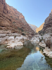 Wadi Ash Shab canyon in Sultanate of Oman