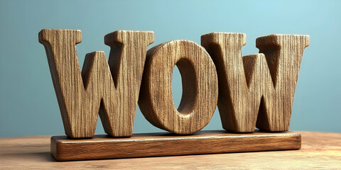 Wooden WOW Letters 3D Render