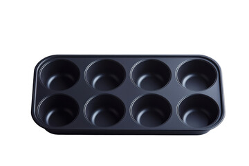 Muffin pan, eight-cups isolated on PNG transparent background, cut out