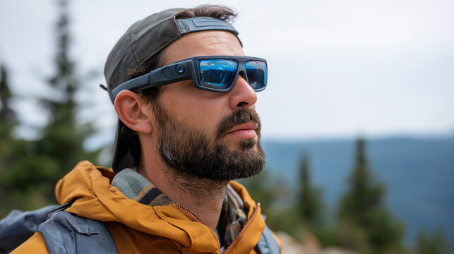 AR Trekking Glasses for Outdoor Health Monitoring and Navigation - Powered by Adobe