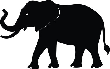 Fototapeta premium Black and white silhouette of a walking elephant, perfect for wildlife and nature graphic designs