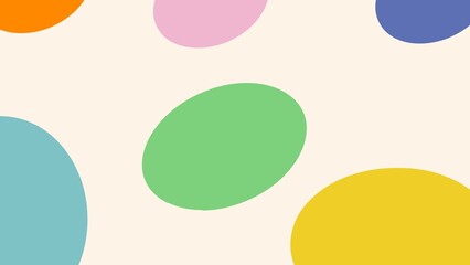 Colorful abstract pattern with vibrant oval shapes in pastel hues on a cream background, modern design