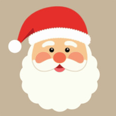 This Christmas illustration shows a happy cartoon Santa Claus vector with a red hat and beard, carrying a bag for the winter holiday celebration