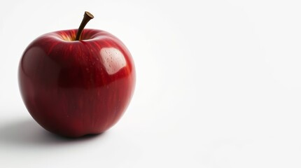 Shiny Red Apple on White Background &ndash; Healthy Fruit Isolated