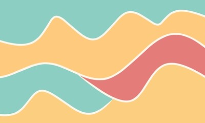 Abstract wave illustration in yellow, red, blue, forming a dynamic pattern with a modern feel